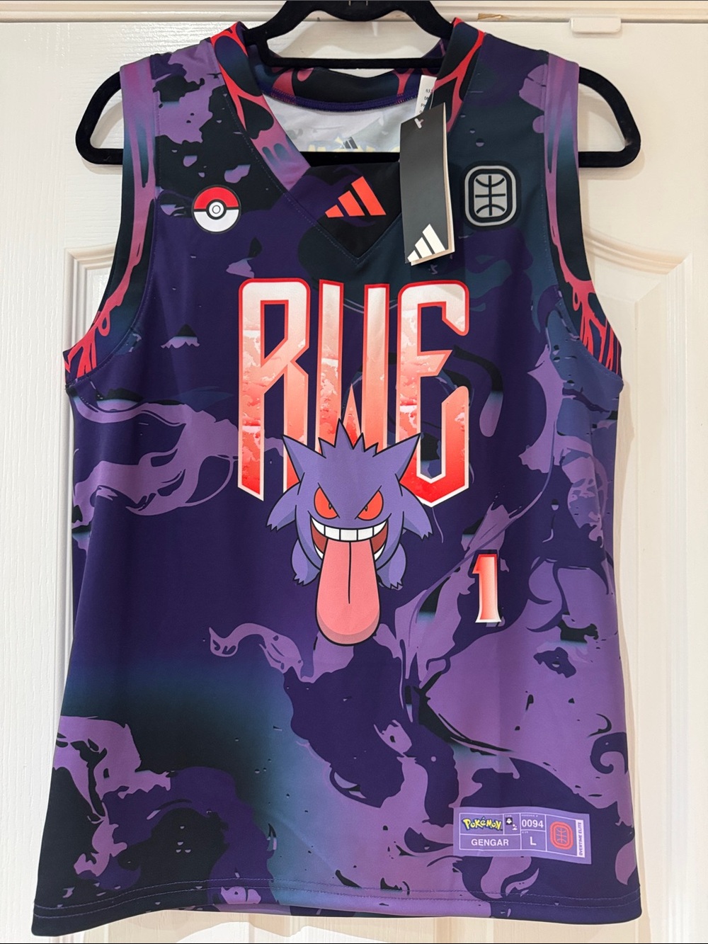 Adidas Overtime Pokemon Gengar Basketball Jersey NWT L